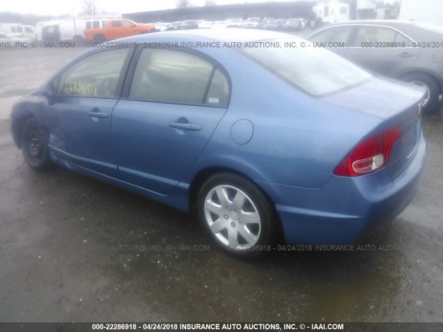 1HGFA165X7L062063 - 2007 HONDA CIVIC LX BLUE photo 3