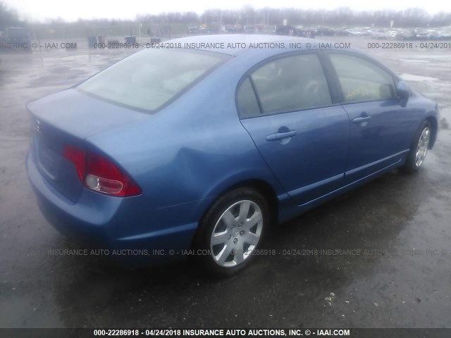 1HGFA165X7L062063 - 2007 HONDA CIVIC LX BLUE photo 4