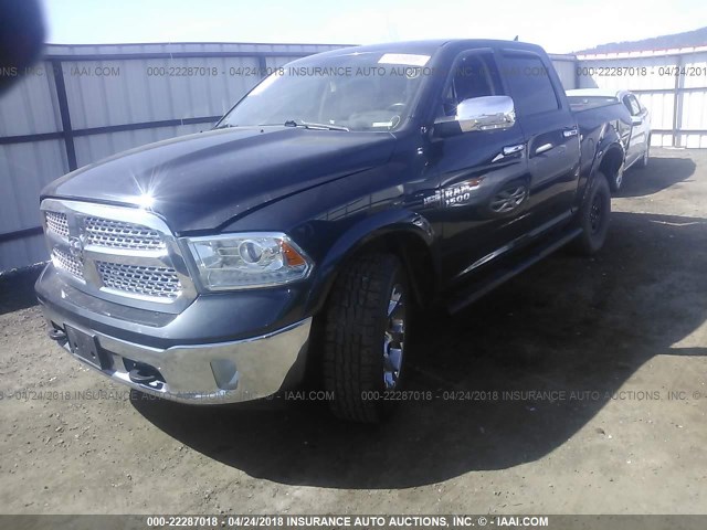 1C6RR7NT2DS561682 - 2013 RAM 1500 LARAMIE BLUE photo 2