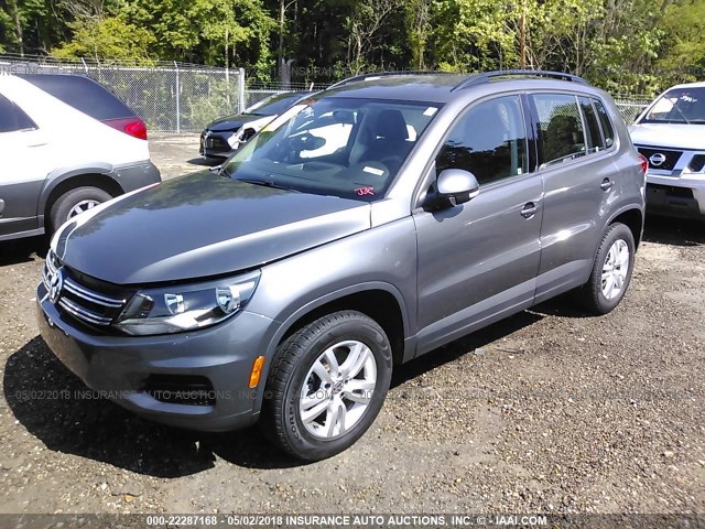 WVGAV7AX4FW565492 - 2015 VOLKSWAGEN TIGUAN S/SE/SEL/R-LINE GRAY photo 2