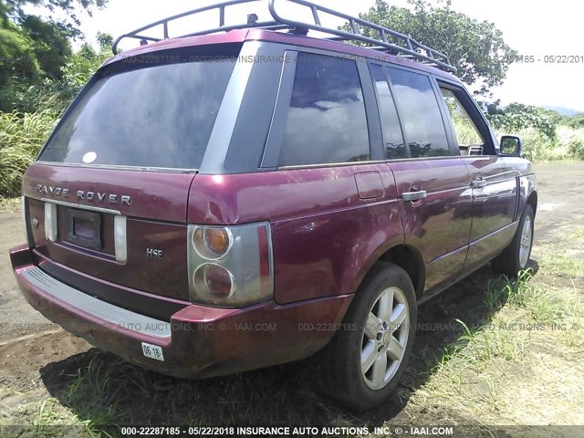 SALME11484A153048 - 2004 LAND ROVER RANGE ROVER HSE MAROON photo 4