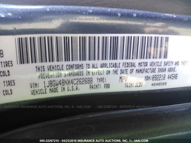 1J8GW48NX4C262688 - 2004 JEEP GRAND CHEROKEE LAREDO/COLUMBIA/FREEDOM 蓝色 照片 9