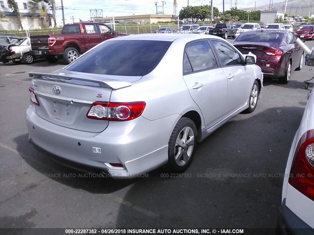 2T1BU4EE3DC001857 - 2013 TOYOTA COROLLA S/LE SILVER photo 4