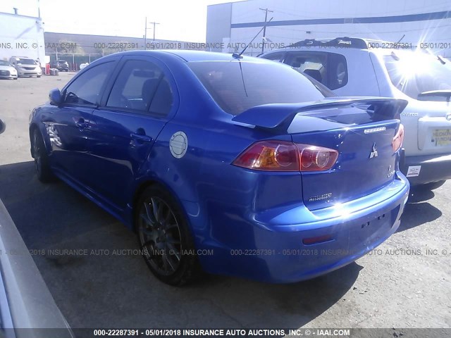 JA3AU86W49U002390 - 2009 MITSUBISHI LANCER GTS BLUE photo 3