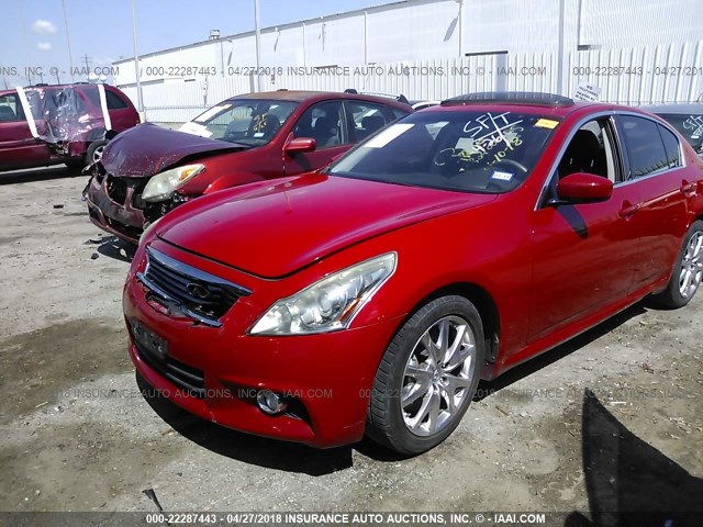 JN1CV6AP2AM401138 - 2010 INFINITI G37 SPORT RED photo 2