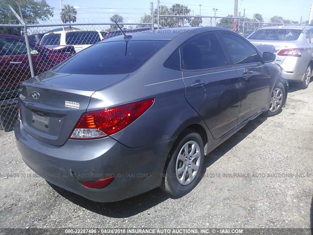 KMHCT4AE3EU723083 - 2014 HYUNDAI ACCENT GLS/GS GRAY photo 4