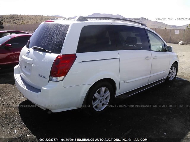 5N1BV28U25N114312 - 2005 NISSAN QUEST S/SE/SL WHITE photo 4