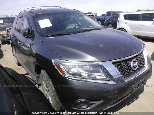 5N1AR2MN3EC615557 - 2014 NISSAN PATHFINDER S/SV/SL/PLATINUM GRAY photo 1