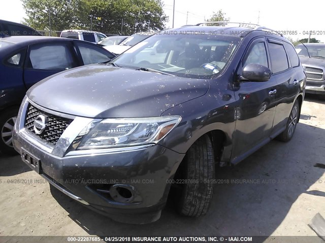5N1AR2MN3EC615557 - 2014 NISSAN PATHFINDER S/SV/SL/PLATINUM 灰色 照片 2