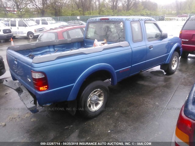 1FTYR14U11TA00701 - 2001 FORD RANGER SUPER CAB BLUE photo 4