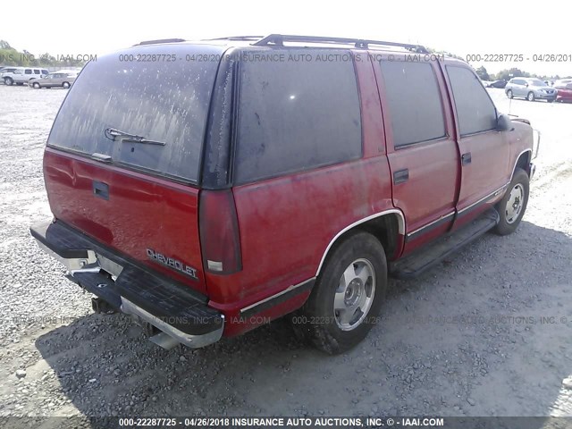 1GNEK13K3SJ426420 - 1995 CHEVROLET TAHOE K1500 RED photo 4