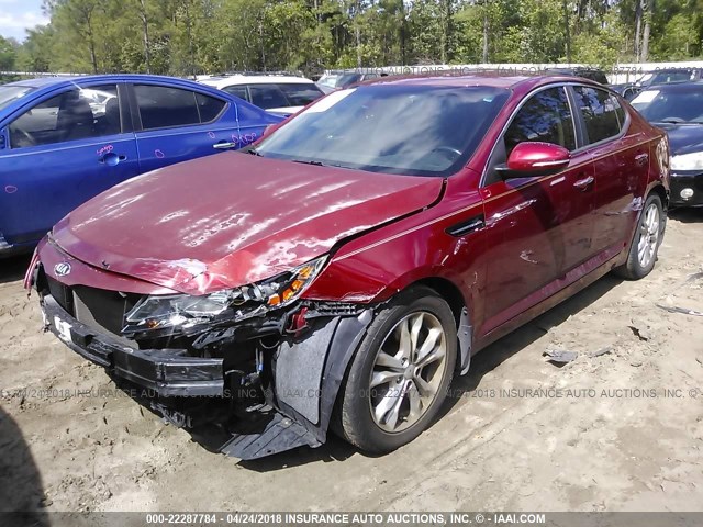 5XXGN4A76DG174730 - 2013 KIA OPTIMA EX RED photo 2