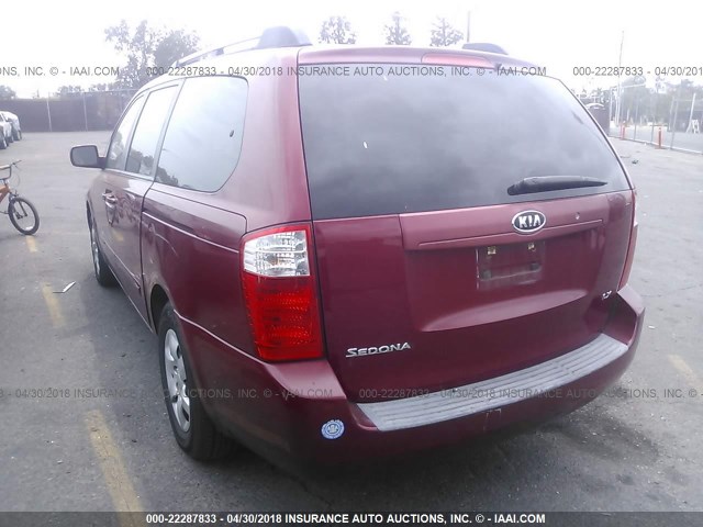 KNDMB233776179402 - 2007 KIA SEDONA EX/LX RED photo 3