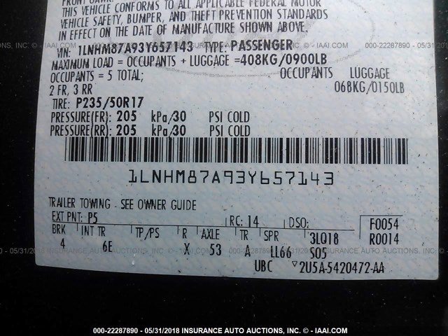 1LNHM87A93Y657143 - 2003 LINCOLN LS GREEN photo 9