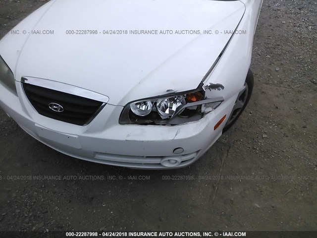 KMHDN46D46U305597 - 2006 HYUNDAI ELANTRA GLS/GT/LIMITED WHITE photo 6