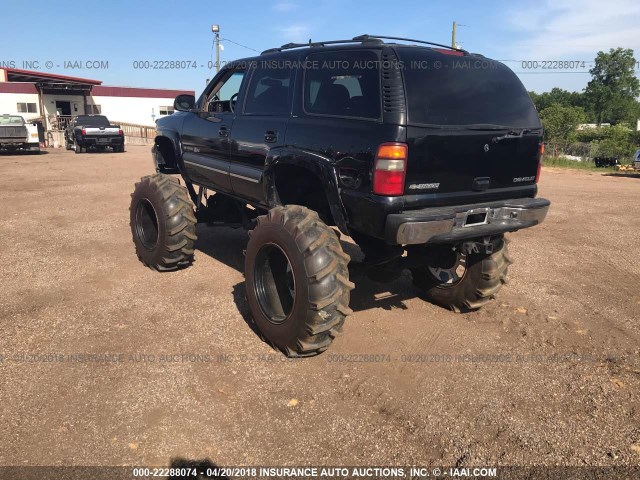 1GNEK13Z72R200539 - 2002 CHEVROLET TAHOE K1500 BLACK photo 3