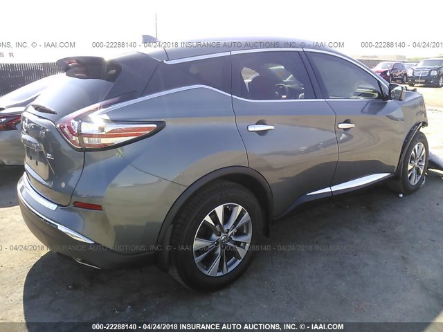 5N1AZ2MG2HN133768 - 2017 NISSAN MURANO S/SL/SV/PLATINUM GRAY photo 4