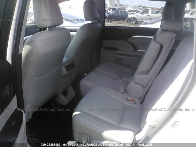 5TDZARFH6FS012570 - 2015 TOYOTA HIGHLANDER LE WHITE photo 8