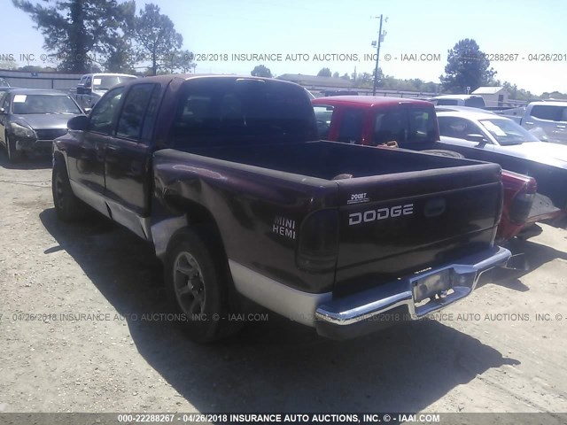 1B7HL2AN51S292038 - 2001 DODGE DAKOTA QUAD MAROON photo 3