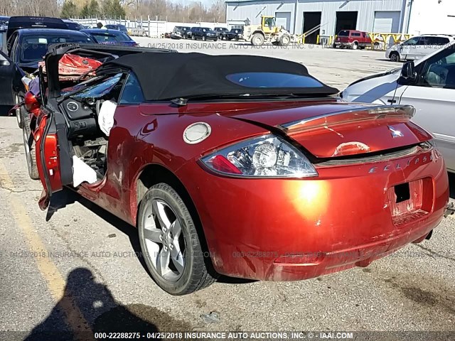 4A3AL25F87E014811 - 2007 MITSUBISHI ECLIPSE SPYDER GS ORANGE photo 3