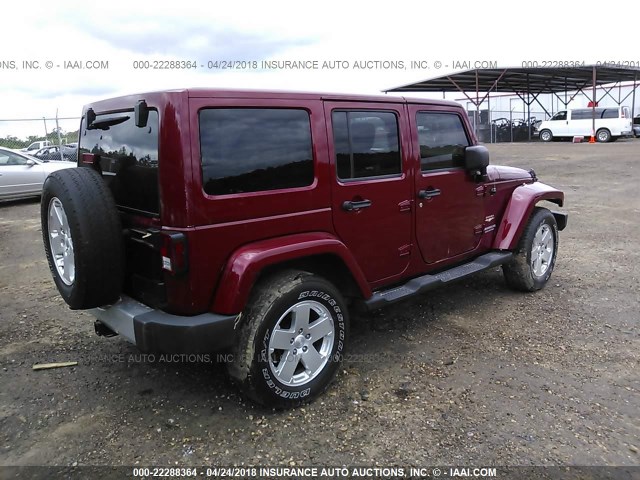 1J4BA5H13BL561255 - 2011 JEEP WRANGLER UNLIMITE SAHARA MAROON photo 4