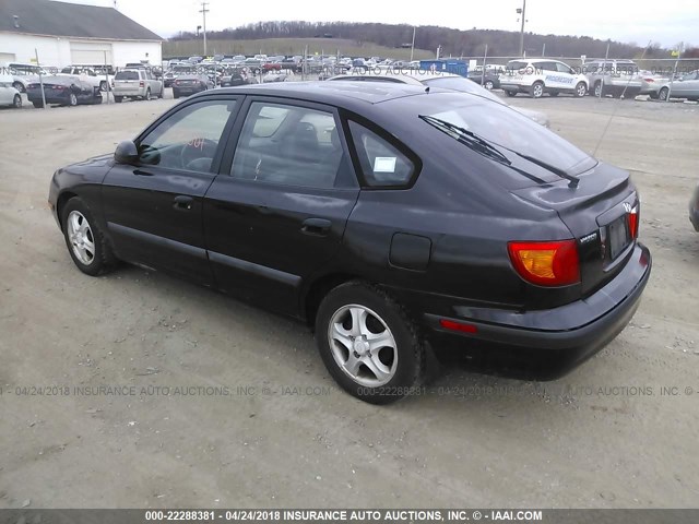 KMHDN55D22U071896 - 2002 HYUNDAI ELANTRA GLS/GT BLACK photo 3