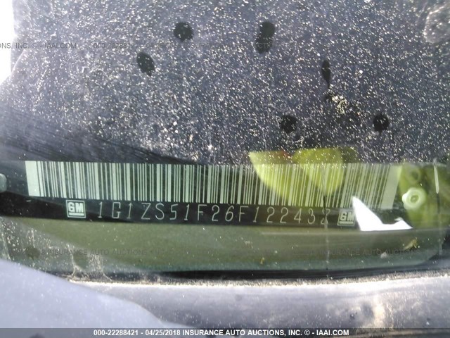 1G1ZS51F26F122438 - 2006 CHEVROLET MALIBU LS GOLD photo 9