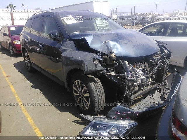 5N1AR2MN8FC668563 - 2015 NISSAN PATHFINDER S/SV/SL/PLATINUM BLUE photo 1