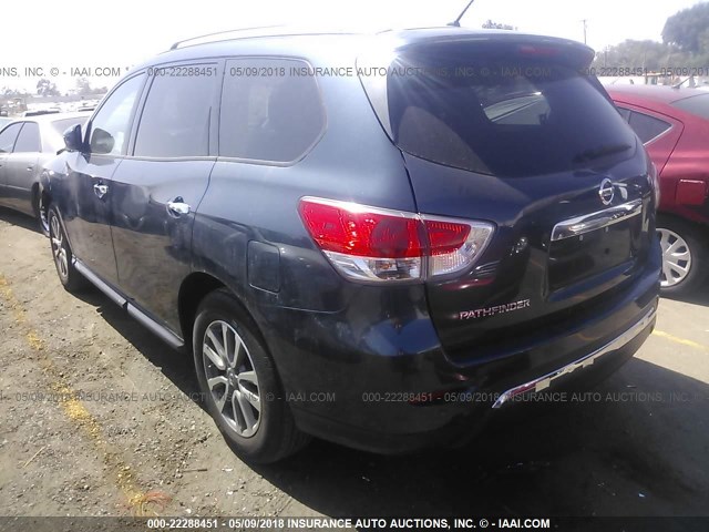 5N1AR2MN8FC668563 - 2015 NISSAN PATHFINDER S/SV/SL/PLATINUM BLUE photo 3