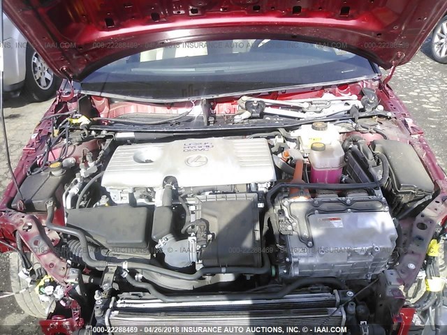 JTHKD5BH0C2114536 - 2012 LEXUS CT 200 RED photo 10