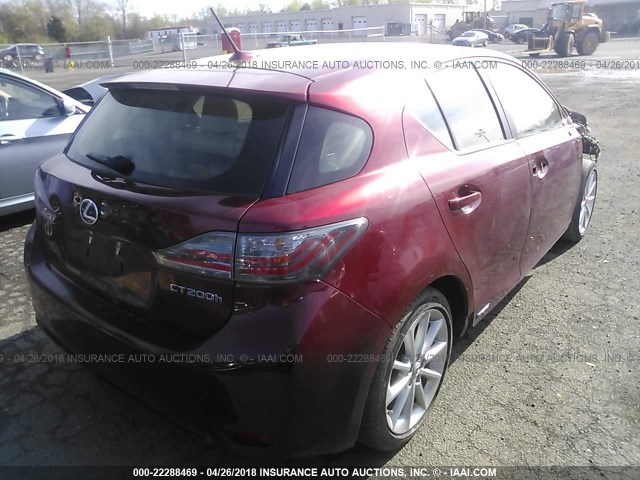 JTHKD5BH0C2114536 - 2012 LEXUS CT 200 RED photo 4