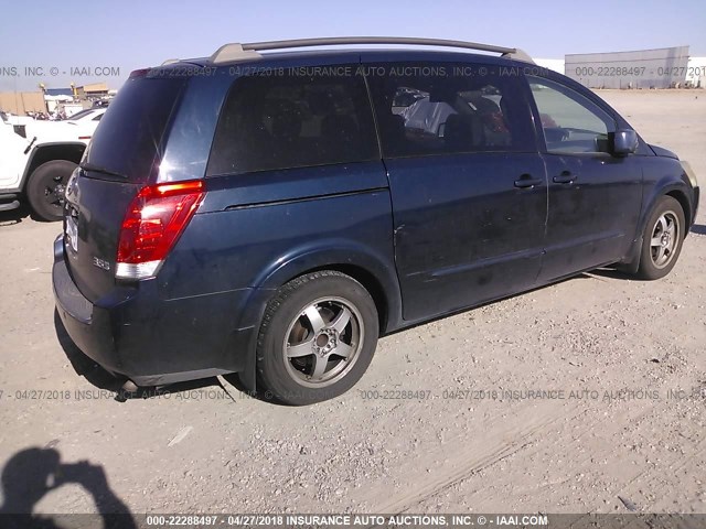 5N1BV28U25N113306 - 2005 NISSAN QUEST S/SE/SL Dark Blue photo 4