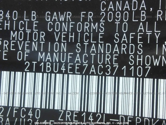 2T1BU4EE7AC371107 - 2010 TOYOTA COROLLA S/LE/XLE TAN photo 9