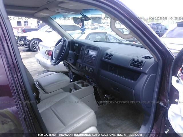 5FPYK1F53CB452415 - 2012 HONDA RIDGELINE RTL BURGUNDY photo 5