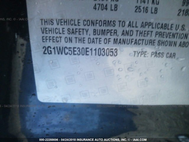 2G1WC5E30E1103053 - 2014 CHEVROLET IMPALA LIMITED LTZ BLACK photo 9