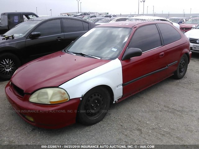 2HGEJ6321TH124881 - 1996 HONDA CIVIC CX RED photo 2