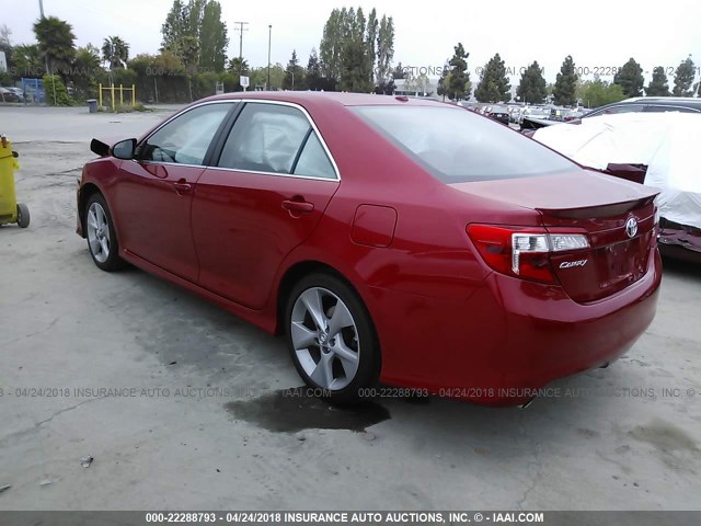 4T1BK1FK3CU501667 - 2012 TOYOTA CAMRY SE/XLE RED photo 3