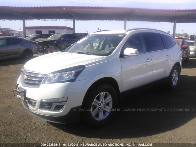 1GNKRGKD2EJ338046 - 2014 CHEVROLET TRAVERSE LT WHITE photo 2