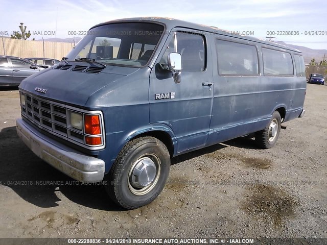 2B5WB31Z2LK785877 - 1990 DODGE RAM WAGON B350 BUS BLUE photo 2