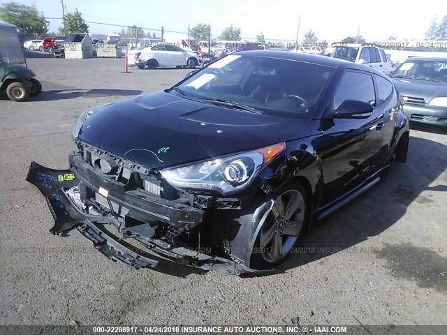 KMHTC6AE2DU171795 - 2013 HYUNDAI VELOSTER TURBO BLACK photo 2