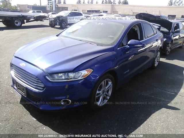 3FA6P0LU6GR305166 - 2016 FORD FUSION SE HYBRID BLUE photo 2