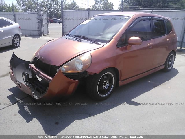 JHMGD38687S029143 - 2007 HONDA FIT S ORANGE photo 2