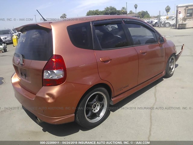 JHMGD38687S029143 - 2007 HONDA FIT S ORANGE photo 4