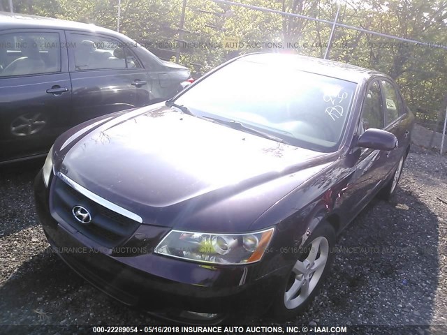 5NPEU46F46H109943 - 2006 HYUNDAI SONATA GLS/LX MAROON photo 2