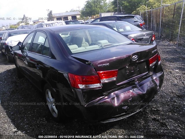 5NPEU46F46H109943 - 2006 HYUNDAI SONATA GLS/LX MAROON photo 3