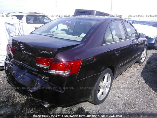 5NPEU46F46H109943 - 2006 HYUNDAI SONATA GLS/LX MAROON photo 4