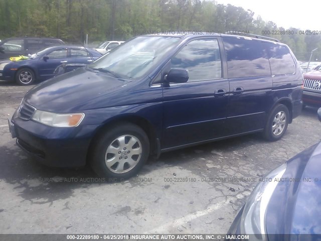 5FNRL18093B115355 - 2003 HONDA ODYSSEY EXL ლურჯი ფოტო 2