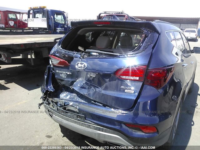 5XYZUDLBXHG494809 - 2017 HYUNDAI SANTA FE SPORT  BLUE photo 6