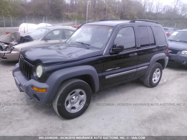 1J4GL48K52W271343 - 2002 JEEP LIBERTY SPORT BLACK photo 2