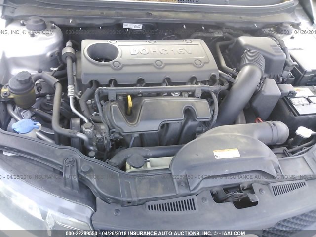 KNAFT4A20A5249926 - 2010 KIA FORTE LX SILVER photo 10